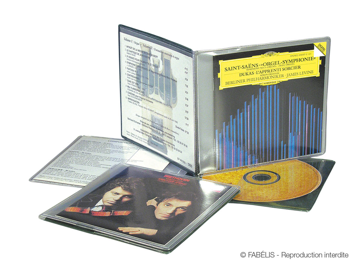 Pochettes CD FabExtra, Taille ”S” pour 1 à 6 CD + livret 12,1x12,0 cm -  Fabélis