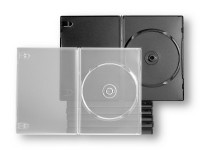 Boitier slim pour 1 DVD, épaisseur 7 mm. Disponible en noir et transparent