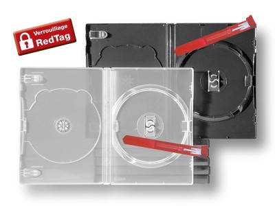Boîtiers antivol DVD avec barrette de verrouillage Redtag